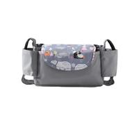Hiseng Borsa Organizer per Passeggino Grigio Impermeabile Borsa Passeggino Organizer Universale, Tracolla, Grande Capacità Scomparti Multipli Borsa Fasciatoio per Carrozzina (Orso,35x15x11cm)