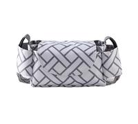 Hiseng Borsa Organizer per Passeggino Grigio Impermeabile Borsa Passeggino Organizer Universale, Tracolla, Grande Capacità Scomparti Multipli Borsa Fasciatoio per Carrozzina (Bianco,35x15x11cm)