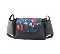 Hiseng Borsa Organizer per Passeggino Grigio Impermeabile Borsa Passeggino Organizer Universale, Tracolla, Grande Capacità Scomparti Multipli Borsa Fasciatoio per Carrozzina (Gufo,35x15x11cm)