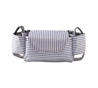 Hiseng Borsa Organizer per Passeggino Grigio Impermeabile Borsa Passeggino Organizer Universale, Tracolla, Grande Capacità Scomparti Multipli Borsa Fasciatoio per Carrozzina (Striscia,35x15x11cm)