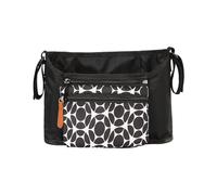 Hiseng Borsa Organizer per Passeggino, Nero Grigio Borsa Passeggino Organizer Universale, Tracolla, Grande Capacità, Scomparti Multipli, Borsa Fasciatoio per Carrozzina (Cerchio nero,30x17x10cm)