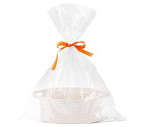 Hiseng Cesti Regalo Vuoto con Sacchetti Regalo e Nastro, Cestini Portaoggetti Intrecciato in Corda di Cotone con Manici, Cestini Regali per Natale, Matrimoni, Compleanni, Pasqua (Bianco)