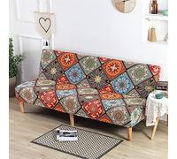 Hiseng Copridivano Senza Braccioli 3 Posti Elasticizzato Fodere Coperture Divano Letto Pieghevole Clic Clac Universale Lavabile Rimovibile Anti Scivolo Copri (Modello Etnico,120-150cm)