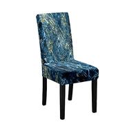 Hiseng Coprisedie 3D Marmo, Coprisedie con Schienale 8/6/4/1 pezzi, Coprisedie Elasticizzato Lavabile Estraibile Coprisedie Universali, per Ristorante, Feste, Hotel Coprisedia (Marmo blu navy,4 pezzi)