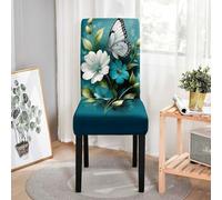 Hiseng Coprisedie Stampa Floreale Moda, Coprisedie con Schienale, Coprisedie Elasticizzato Lavabile Estraibile Universali per Ristorante, Feste, Hotel Coprisedie (Farfalla,6 pezzi)