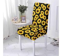 Hiseng Coprisedie, Stile Girasole Coprisedie 6/4/2/1 Pezzi, Coprisedie Elasticizzato Lavabile Estraibile Coprisedie Universali, per Hotel， Ristorante, Feste Coprisedia (6 Pezzi,Nero)
