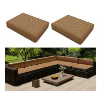 Hiseng Copriseduta Divano Impermeabile da Esterno 2 Pezzi Fodera per Cuscini del Divano da Giardino con Cerniera, Coprisedile Sostitutivi Universale per Divano e Sedile (60x60x10cm,Khaki)