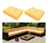 Hiseng Copriseduta Divano Impermeabile da Esterno 2 Pezzi Fodera per Cuscini del Divano da Giardino con Cerniera, Coprisedile Sostitutivi Universale per Divano e Sedile (50x55x10cm,Dorato)