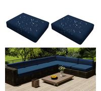 Hiseng Copriseduta Divano Impermeabile da Esterno 2 Pezzi Fodera per Cuscini del Divano da Giardino con Cerniera, Coprisedile Sostitutivi Universale per Divano e Sedile (33x65x10cm,Blu Navy)