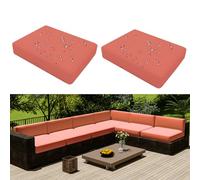 Hiseng Copriseduta Divano Impermeabile da Esterno 2 Pezzi Fodera per Cuscini del Divano da Giardino con Cerniera, Coprisedile Sostitutivi Universale per Divano e Sedile (60x60x10cm,Rosso Corallo)