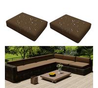 Hiseng Copriseduta Divano Impermeabile da Esterno 2 Pezzi Fodera per Cuscini del Divano da Giardino con Cerniera, Coprisedile Sostitutivi Universale per Divano e Sedile (65x65x10cm,Marrone)