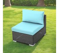 Hiseng Copriseduta per Divano in Tinta Unita Elasticizzato, Federa per Cuscini da Esterno di Ricambio per Sedie da Giardino in Rattan, Antiscivolo, con Banda Elastica (Azzurro,125x65x20cm)