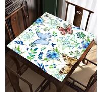 Hiseng Copritavolo per Mahjong 80/90cm Stampa Uccelli (Blu,90x90cm)