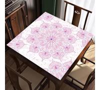 Hiseng Copritavolo per Mahjong e Giochi da Tavolo Stampa Mandala Tappetino per Carte Antiscivolo, Protezione Tavolo Silenziosa e Riutilizzabile per Domino Poker (Rosa,80x80cm)