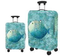 Hiseng Cover Proteggi Copertura per Valigie 18-32 Pollici,Stampa 3D Elastico Design Coperture per Bagagli Coprivaligie da Viaggio Copri Valigia (Pesce,L (26-28 pollici))