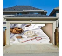 Hiseng Decorazione per Feste Sfondo, 3D Natale Porta Banner della Porta del Garage, Rosso Extra Large Fotografia Sfondo Decorazioni per Giardini, Cancelli, Scuole (Dessert,180x400cm)
