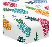 Hiseng Lenzuolo con angoli Neonato Lenzuola Carrozzina, Stampa 3D di Ananas Elasticizzati Coprimaterasso Biancheria da Letto Materassino Sacco a Pelo per Lettino (rosso giallo blu,75x30x10cm)