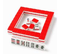 Hiseng Mahjong Set Senza Custodia, Gioco di Mahjong Cinese Portatile per Viaggi e Serate in Famiglia, Tessere Piccole e Leggere, Gioco da Tavolo Tradizionale (Rosso)