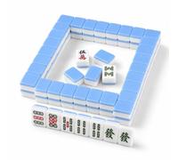 Hiseng Mahjong Set Senza Custodia, Gioco di Mahjong Cinese Portatile per Viaggi e Serate in Famiglia, Tessere Piccole e Leggere, Gioco da Tavolo Tradizionale (Blu)