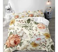 Hiseng Microfibra Copripiumino, Stampa 3D Set Copripiumino 2/3 pezzi, Lavabile Sacco Parure Letto con 1/2 Federe per Letti Singoli e Matrimoniali (Fiore 6,220x240cm)