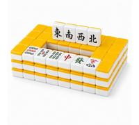 Hiseng Mini Mahjong Set 144 Senza Custodia, Gioco di Mahjong Cinese Portatile per Viaggi e Serate in Famiglia, Tessere Piccole e Leggere, Gioco da Tavolo Tradizionale (Giallo)
