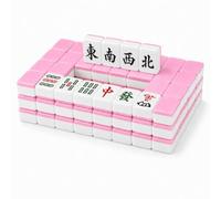 Hiseng Mini Mahjong Set 144 Senza Custodia, Gioco di Mahjong Cinese Portatile per Viaggi e Serate in Famiglia, Tessere Piccole e Leggere, Gioco da Tavolo Tradizionale (Rosa)
