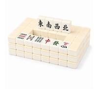 Hiseng Mini Mahjong Set 144 Senza Custodia, Gioco di Mahjong Cinese Portatile per Viaggi e Serate in Famiglia, Tessere Piccole e Leggere, Gioco da Tavolo Tradizionale (Beige)