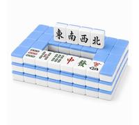 Hiseng Mini Mahjong Set 144 Senza Custodia, Gioco di Mahjong Cinese Portatile per Viaggi e Serate in Famiglia, Tessere Piccole e Leggere, Gioco da Tavolo Tradizionale (Blu)
