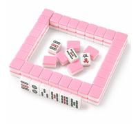 Hiseng Mini Mahjong Set 144 Tessere Senza Custodia, Gioco di Mahjong Cinese Portatile per Viaggi e Serate in Famiglia, Tessere Piccole e Leggere, Gioco da Tavolo Tradizionale (Rosa)
