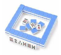 Hiseng Mini Mahjong Set 144 Tessere Senza Custodia, Gioco di Mahjong Cinese Portatile per Viaggi e Serate in Famiglia, Tessere Piccole e Leggere, Gioco da Tavolo Tradizionale (Blu)