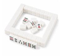 Hiseng Mini Mahjong Set 144 Tessere Senza Custodia, Gioco di Mahjong Cinese Portatile per Viaggi e Serate in Famiglia, Tessere Piccole e Leggere, Gioco da Tavolo Tradizionale (Bianco)
