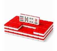 Hiseng Mini Mahjong Set Senza Custodia, Gioco di Mahjong Cinese Portatile con 144 Piastrelle per Viaggi e Serate in Famiglia, Tessere Piccole e Leggere (Rosso)