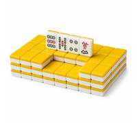 Hiseng Mini Mahjong Set Senza Custodia, Gioco di Mahjong Cinese Portatile con 144 Piastrelle per Viaggi e Serate in Famiglia, Tessere Piccole e Leggere (Giallo)