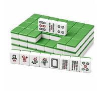 Hiseng Mini Mahjong Set Senza Custodia, Gioco di Mahjong Cinese Portatile per Viaggi e Serate in Famiglia, Tessere Piccole e Leggere, Gioco da Tavolo Tradizionale (Verde)