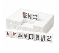 Hiseng Mini Mahjong Set Senza Custodia, Gioco di Mahjong Cinese Portatile per Viaggi e Serate in Famiglia, Tessere Piccole e Leggere, Gioco da Tavolo Tradizionale (Bianco)