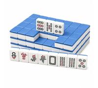 Hiseng Mini Mahjong Set Senza Custodia, Gioco di Mahjong Cinese Portatile per Viaggi e Serate in Famiglia, Tessere Piccole e Leggere, Gioco da Tavolo Tradizionale (Blu)