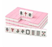 Hiseng Mini Mahjong Set Senza Custodia, Gioco di Mahjong Cinese Portatile per Viaggi e Serate in Famiglia, Tessere Piccole e Leggere, Gioco da Tavolo Tradizionale (Rosa)