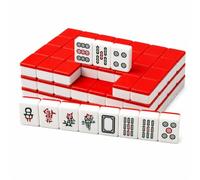 Hiseng Mini Mahjong Set Senza Custodia, Gioco di Mahjong Cinese Portatile per Viaggi e Serate in Famiglia, Tessere Piccole e Leggere, Gioco da Tavolo Tradizionale (Rosso)