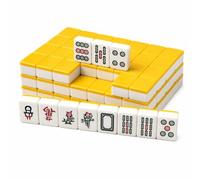 Hiseng Mini Mahjong Set Senza Custodia, Gioco di Mahjong Cinese Portatile per Viaggi e Serate in Famiglia, Tessere Piccole e Leggere, Gioco da Tavolo Tradizionale (Giallo)