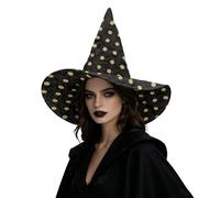 Hiseng Motivo a Pois Minimalista Cappello da Strega Donna e Uomo | Cappellino Pieghevole 4 Vie Elasticizzato Adulti, Cappelli Tesa Larga Trapuntatura, per Costumi Halloween e Ballo in Maschera