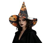 Hiseng Motivo a Zucca Cappello da Strega Donna e Uomo | Cappellino Pieghevole Morbido a 4 Vie Elasticizzato Adulti, Cappelli Tesa Larga per Costumi Halloween e Ballo in Maschera