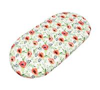 Hiseng Nordico Pianta Lenzuolo con angoli Cotone Lenzuola Carrozzina Neonato Elasticizzati Biancheria da Letto Materassino Sacco a Pelo Lettino Lenzuolino da Carrozzina (Fiore rosso,82x41cm)