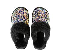 Hiseng Pantofole Donna Invernali Calde Peluche Pelose Foderata Per Casa Fluffy Slippers con Indoor Outdoor Antiscivolo Suola Ciabatte Paillettes Scintillanti Slip On Pelose da Inverno