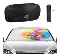 Hiseng Parasole Auto, Ombrello Parasole Auto con Molla Pieghevole, Parasole Auto Parabrezza Interno Contro i Raggi UV, Stampa Compleanno Universale Tendine Parasole Auto (Palloncino)