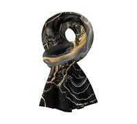 Hiseng Peluche Foulard Donna Uomo Caldo Sciarpa Donna Uomo Invernale, 3D Marmo Scialle Donna Elegante, Regali di Natale Pratici Accessori Autunno & Inverno (175x45cm,Oro Nero)