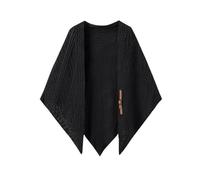 Hiseng Poncho Donna Invernale Mantello Caldo Coperta Calda, Elegante Triangolo Scialle Grande Sciarpa Maglia Cape Cardigan da Casa, Cappotto Mantella Lavorato Coprispalle (Nero)