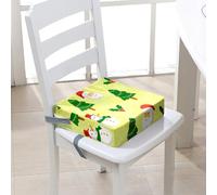 Hiseng Rialzo da Sedia Bambini, Cuscino Rialzo Sedia per Bambini, Cuscino Motivo Babbo Natale Spesso Regolabile Lavabile con Cinghie per Sedia Bambini/Sedia da Pranzo (Pupazzo Di Neve,32x32x8cm)