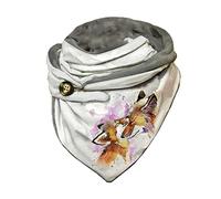 Hiseng Scaldacollo Donna Invernale Grande, Vintage Moda Triangolare Sciarpa Calda Con Stampa Multiuso Morbida Coperta Con Bottone (148x70cm, Volpe Dipinta)