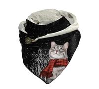 Hiseng Sciarpa Donna Invernale Grande Scaldacollo, Moda Animale Stampa Sciarpa Triangolare Vintage Sciarpe Calde Multiuso Morbido Coperta Sciarpa con Bottone (gatto 1)