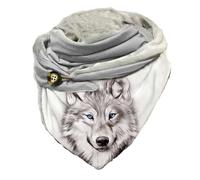 Hiseng Sciarpa Donna Invernale Grande Scaldacollo, Moda Animali Stampa Sciarpa Triangolare Vintage Sciarpe Calde Multiuso Morbido Coperta Sciarpa con Bottone (Lupo)